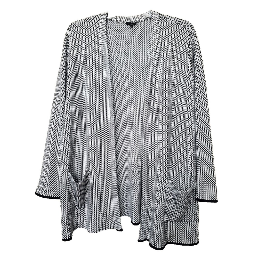 Talbots Plus Mini-Jacquard Open-Front Cardigan w/… - image 1